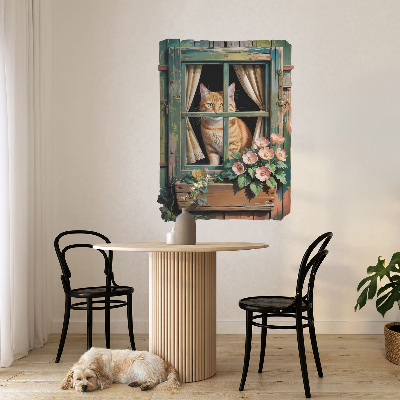 Fereastră falsă 3D 75x100 Pisicuța la fereastră