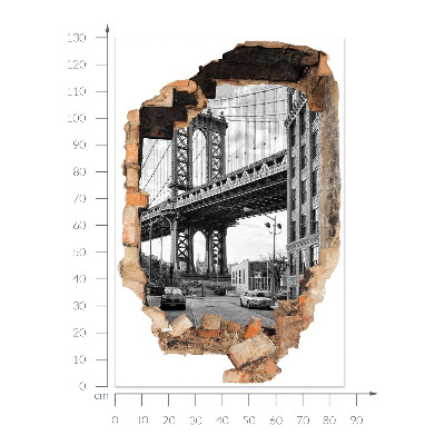 Sticker perete gaură 3D 86x130 Peisaj urban