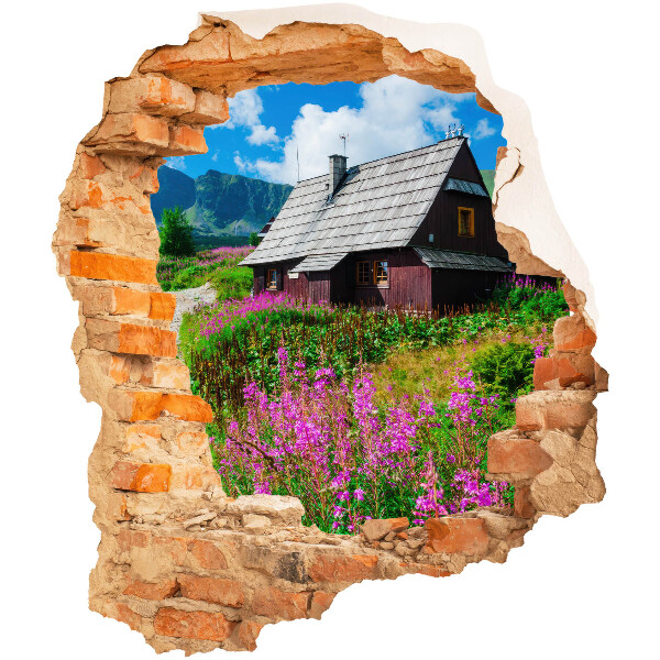 Sticker perete gaură 3D 111x130 Peisaj rustic