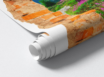 Sticker perete gaură 3D 111x130 Peisaj rustic