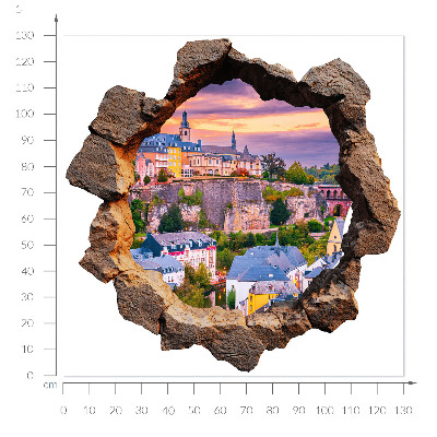 Sticker perete gaură 3D 130x129 Fereastră de piatră