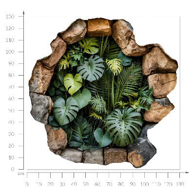 Sticker perete gaură 3D 130x130 Oază tropicală