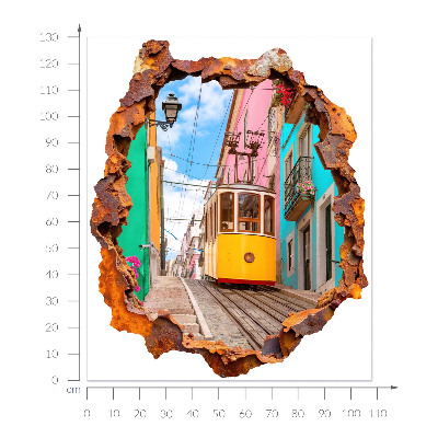 Sticker perete gaură 3D 108x130 Peisaj nostalgic