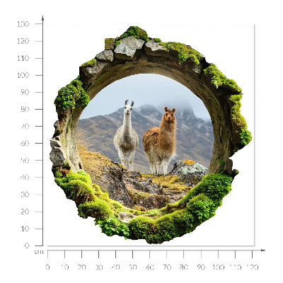 Sticker perete gaură 3D 121x130 Oază montană