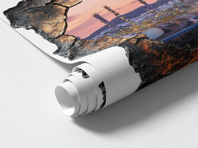 Autocolant spărtură 3D 58x60 Turnuri de rafinărie