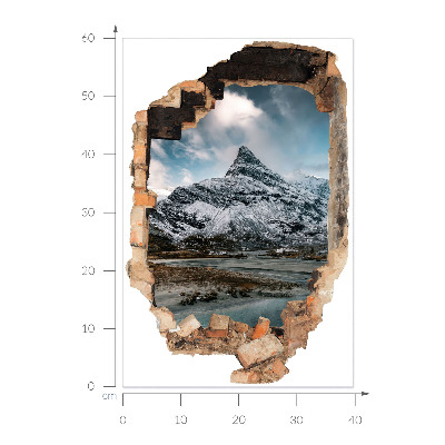 Autocolant spărtură 3D 40x60 Panoramă montană