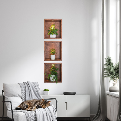Abțibild de perete 3D 17x60 Nișe de plante