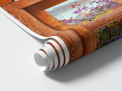 Fototapet fereastră 3D 39x60 Fereastra cu flori