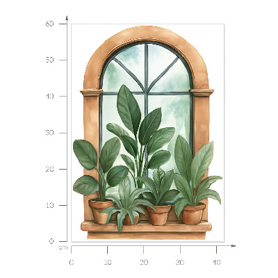 Fototapet fereastră 3D 42x60 Plante de fereastră.