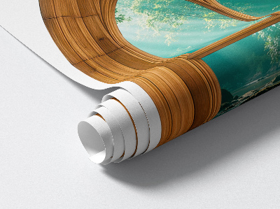 Fototapet fereastră 3D 48x60 Peisaj tropical