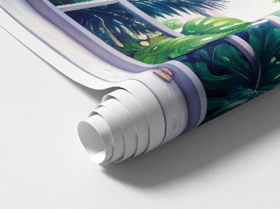 Fototapet fereastră 3D 40x60 Vedere tropicală