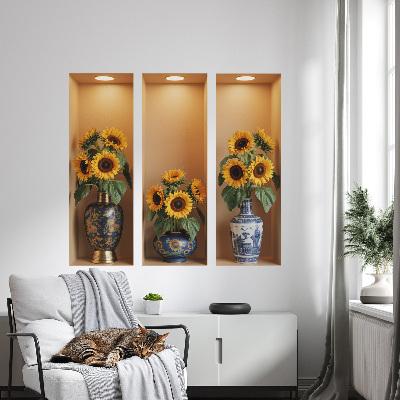 Abțibild de perete 3D 60x54 Buchete de floarea-soarelui
