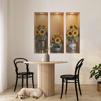 Abțibild de perete 3D 60x54 Buchete de floarea-soarelui