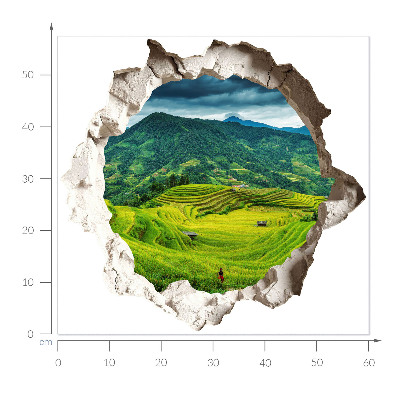 Autocolant spărtură 3D 60x57 Terase verzi