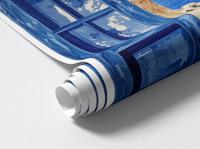 Fototapet fereastră 3D 80x46 Peisaj grecesc