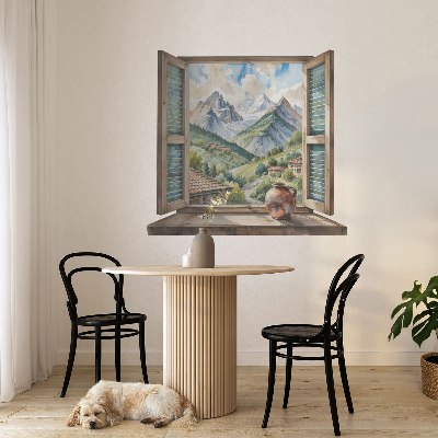 Fototapet fereastră 3D 80x74 Peisaj montan