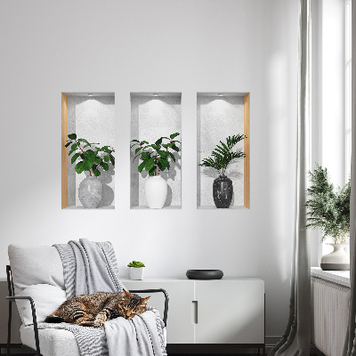 Abțibild de perete 3D 80x50 Nișe de plante