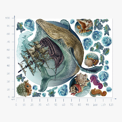Autocolant perete 100x122 Un basm subacvatic cu animale marine