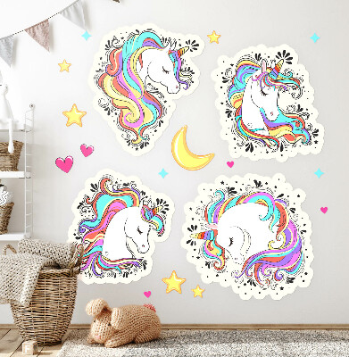 Autocolant de perete 100x139 Unicorni fermecați colorați cu stele și lună
