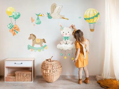 Autocolant perete 100x178 Jucării adorabile pastelate în stil acuarelă