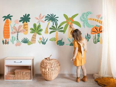 Autocolant perete 100x140 Copaci tropicali în nuanțe pastelate