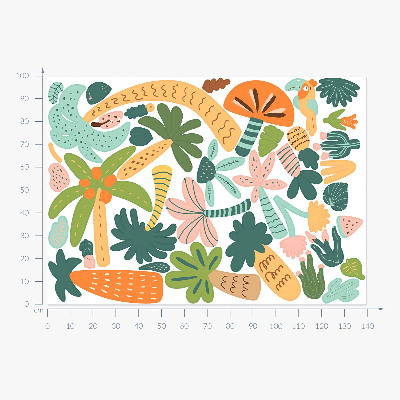 Autocolant perete 100x140 Copaci tropicali în nuanțe pastelate