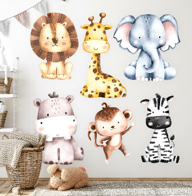 Autocolant perete 100x165 Animale de safari într-o estetică pastelată drăguță