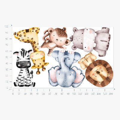 Autocolant perete 100x165 Animale de safari într-o estetică pastelată drăguță