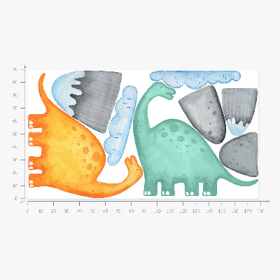 Autocolant perete 100x179 Dinozauri în peisaje de acuarelă pastel