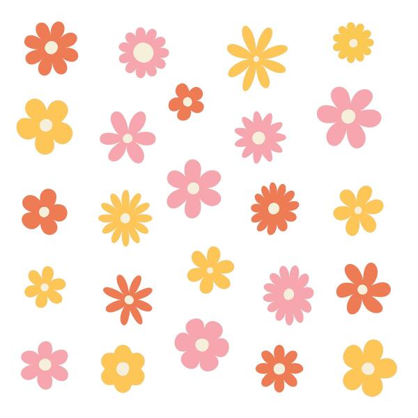 Autocolant pentru perete 100x140 Accente florale pastel intr-o varianta vesela