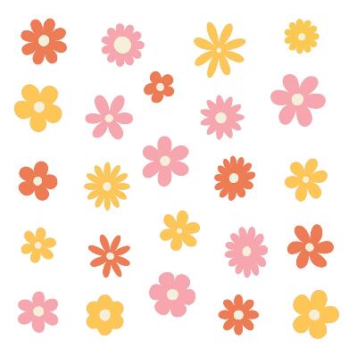 Autocolant pentru perete 100x140 Accente florale pastel intr-o varianta vesela