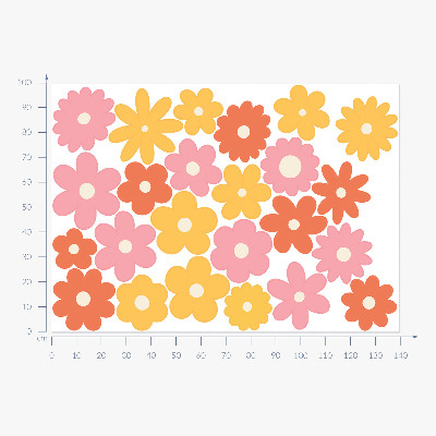 Autocolant pentru perete 100x140 Accente florale pastel intr-o varianta vesela