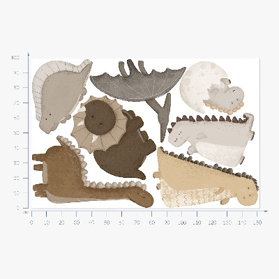 Autocolant de perete 100x152 Dinozauri drăguți pastel în stil boho