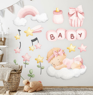 Autocolant pentru perete 100x142 Decoratiuni in acuarela pastel pentru o mica printesa