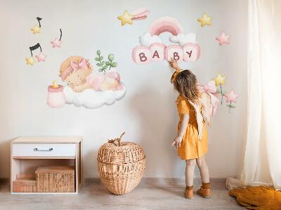 Autocolant pentru perete 100x142 Decoratiuni in acuarela pastel pentru o mica printesa