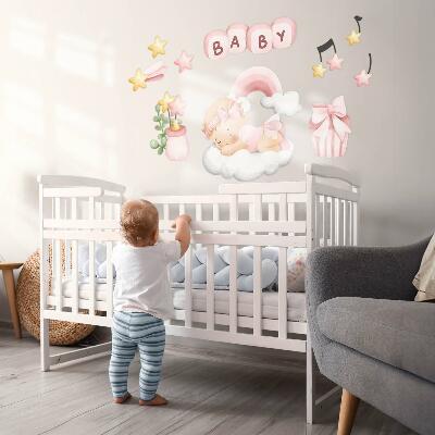 Autocolant pentru perete 100x142 Decoratiuni in acuarela pastel pentru o mica printesa