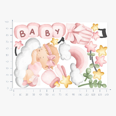 Autocolant pentru perete 100x142 Decoratiuni in acuarela pastel pentru o mica printesa
