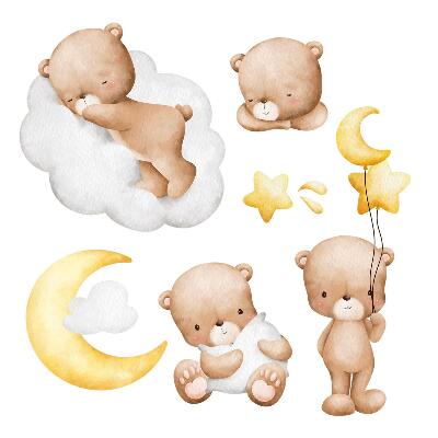 Autocolant pentru perete 100x158 Ursuleți adorabili în nori și stele