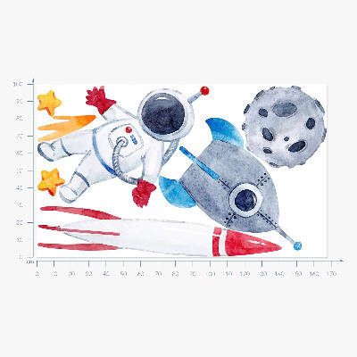 Autocolant perete 100x168 Model pastel spațial cu astronaut și rachete