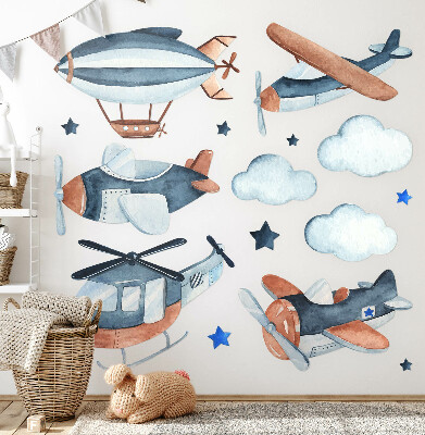 Autocolant perete 100x142 Mijloace de transport aerian pastel acuarelă