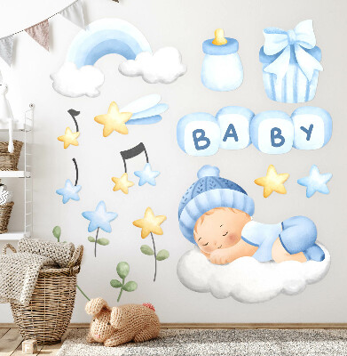 Autocolant perete 100x161 Decoratiuni in acuarela pastel pentru un baiat