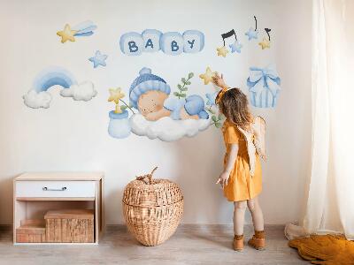 Autocolant perete 100x161 Decoratiuni in acuarela pastel pentru un baiat
