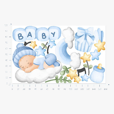 Autocolant perete 100x161 Decoratiuni in acuarela pastel pentru un baiat