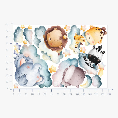 Autocolant perete 100x148 Nori de noapte cu animale de acuarelă zâmbitoare
