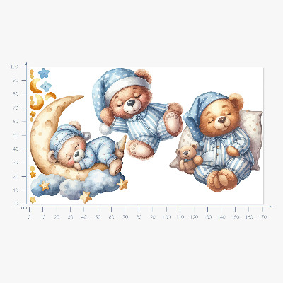 Autocolant perete 100x172 Ursuleți de pluș în spațiu acuarelă cer pastel
