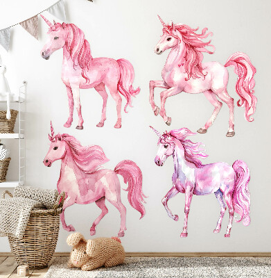 Autocolant pentru perete 100x145 Cai pastel și unicorni în acuarelă