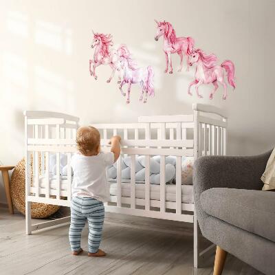 Autocolant pentru perete 100x145 Cai pastel și unicorni în acuarelă