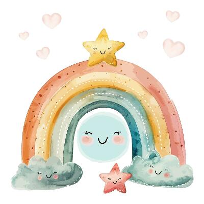 Autocolant de perete 100x110 Curcubeu pastel cu stele în natură