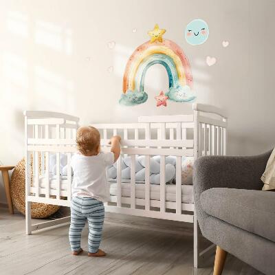 Autocolant de perete 100x110 Curcubeu pastel cu stele în natură