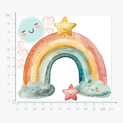Autocolant de perete 100x110 Curcubeu pastel cu stele în natură